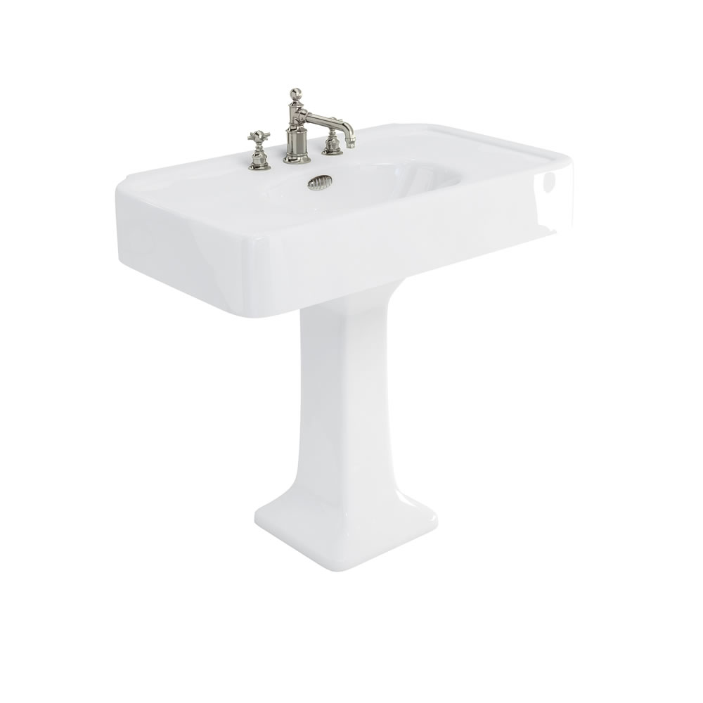Arcade 900mm basin with nickel overflow & pedestal